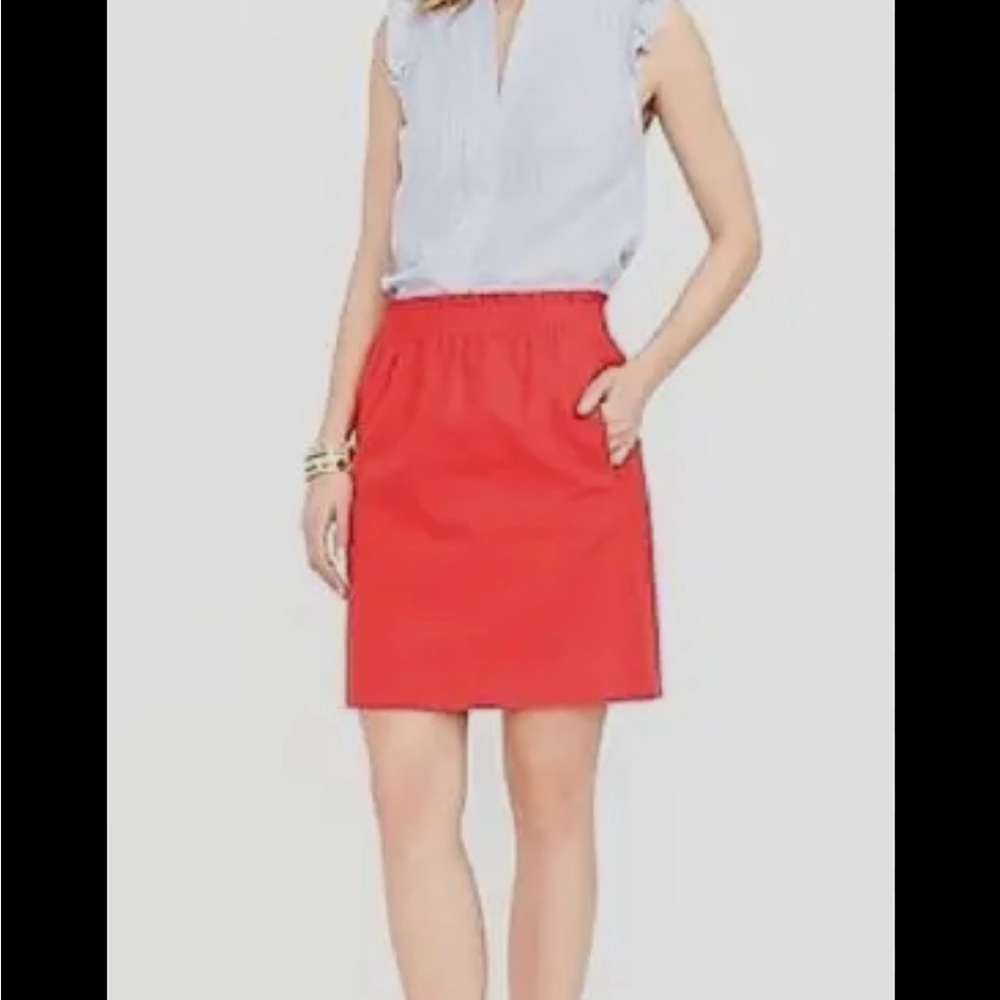 J. Crew Bright Red / Hot Pink Wool Blend Skirt